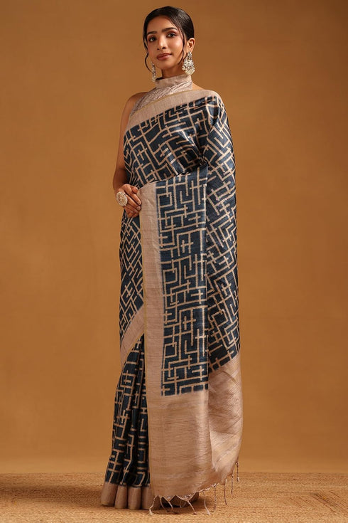 Vasthrlay Tussar Geometric Printed