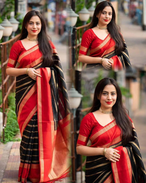 Vasthrlay Kanjivaram Unstitched Material Suitable Az Ys Og Chamkili Parent Black Ethnic Wear