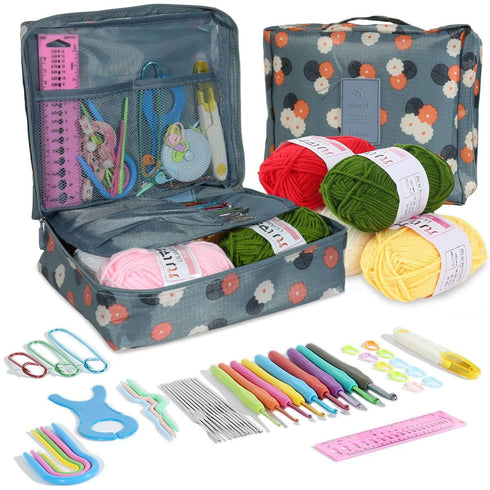 Crochet Needle Kit 107 Pcs with Carry Bag DIY Tools