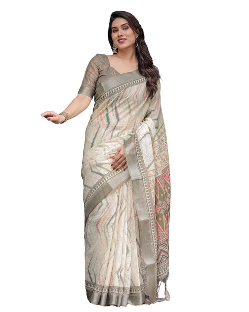 Vasthrlay Floral Printed Tassels Saree