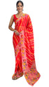 Vasthrlay Red Georgette Unstitched Saree