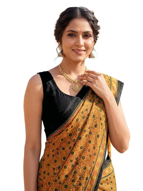 Vasthrlay Printed Lemon Yellow1 Yellow Saree