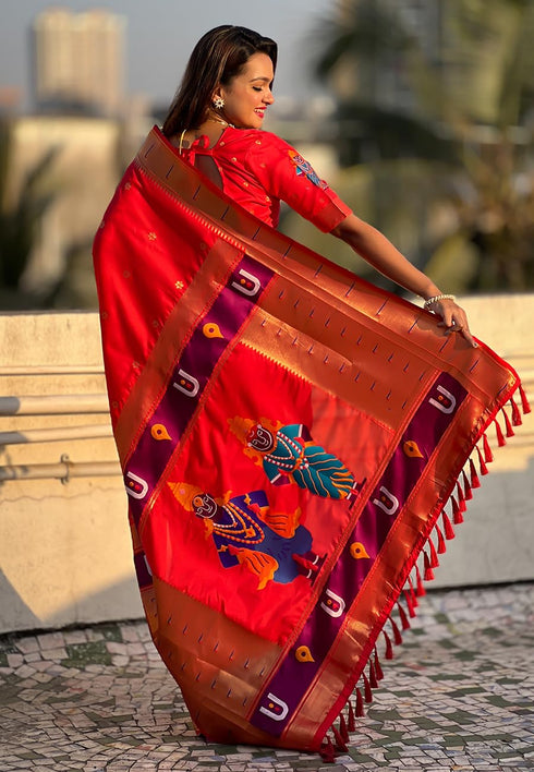 Vasthrlay Kanjivaram Paithani Unstitched Mahendi Ethnic Wear