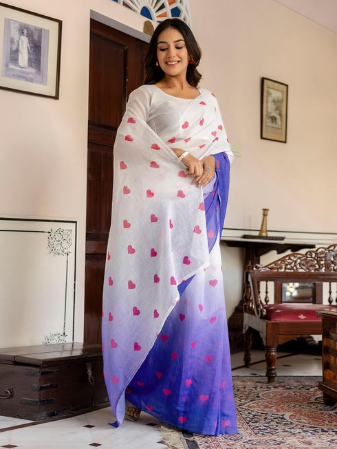Vasthrlay Womens Printed Unstitched Dusty Pink Saree