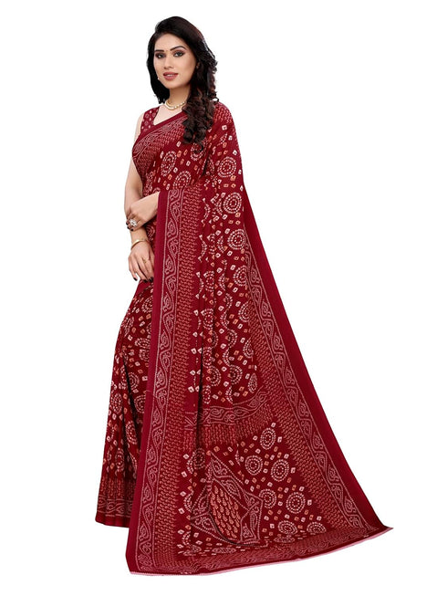 Vasthrlay Georgette Bandhani Printed Maroon Saree