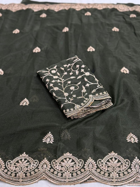 Vasthrlay Georgette Embroidery Saree Embellishments