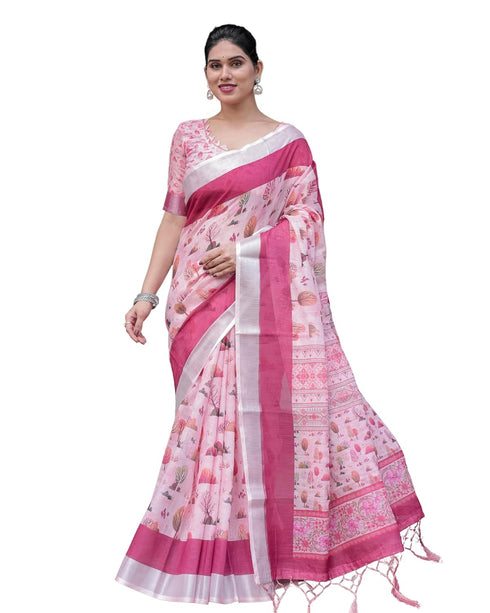 Vasthrlay Floral Prints Tasseled Saree