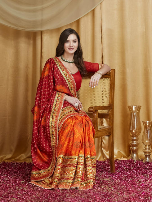 Vasthrlay Bhandhani Colourful Embroidery Saree