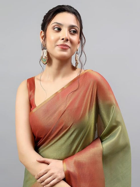 Vasthrlay Green1 Womens Ready To Wear One Minute Polyester Erode Zari Saree