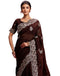 Vasthrlay Embroidery Scalloped Unstitched Maroon Saree