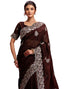 Vasthrlay Embroidery Scalloped Unstitched Maroon Saree