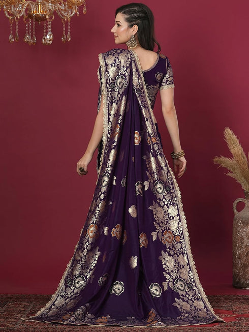 Vasthrlay Banarasi Weaving Red Saree