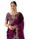 Vasthrlay Scalloped Embroidery Unstitched Rani Pink Saree