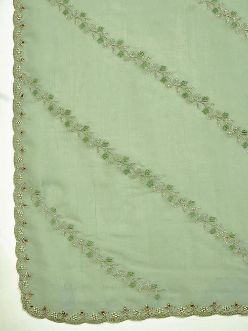 Vasthrlay Georgette Embroidery Dusty Saree