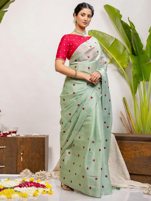 Vasthrlay Embroidery Gold Saree