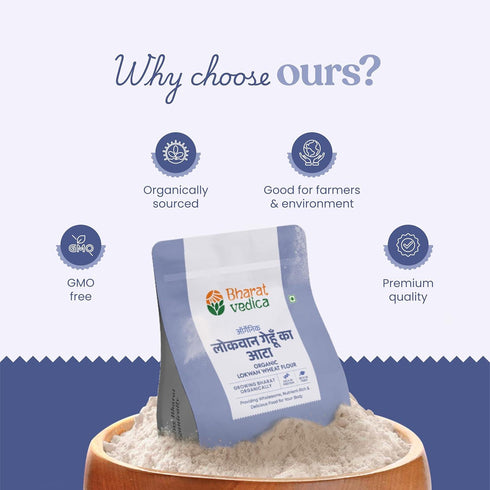 Bharat Vedica Organic Lokwan Wheat Flour Organic Lokwan Gehu ka Atta