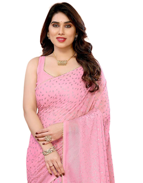 Vasthrlay Georgette Weaving Unstitched Red Saree