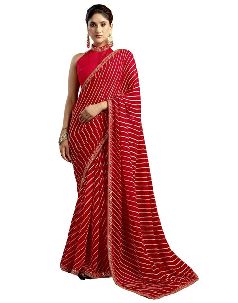Vasthrlay Georgette Embroidery Unstitched Pink Saree