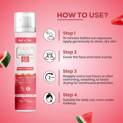 Healncure Watermelon Niacinamide Sunscreen SPF 50+