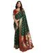 Vasthrlay Jacquard Paithani Dark Green Saree With Red Unstitched Blouse Piece