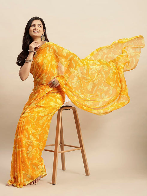 Vasthrlay Chiffon Printed Unstitched Rani Saree