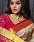 Vasthrlay Cream Banarasi Traditional Saree