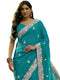 Vasthrlay Chinnon Embroidery Lime Saree