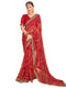 Vasthrlay Georgette Embroidery Printed Sequence Embroidery Red Saree With Unstitched Blouse Piece