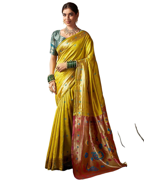 Vasthrlay Womens Paithani Unstitched Pink Saree