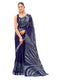 Vasthrlay Womens Abstract Dark Blue Saree With Unstitched Blouse Piece