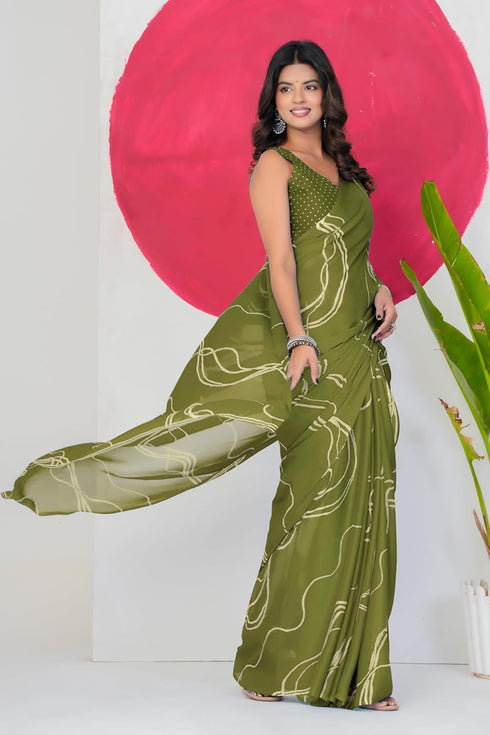 Vasthrlay Fashion Georgette Geometric Dusty Ethnic Wear