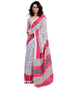 Vasthrlay Womens Printed Unstitched White Saree