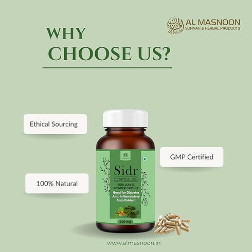Al Masnoon Sidr Capsules | Sidr Leaves Capsules 500mg | Beri Leaves capsule