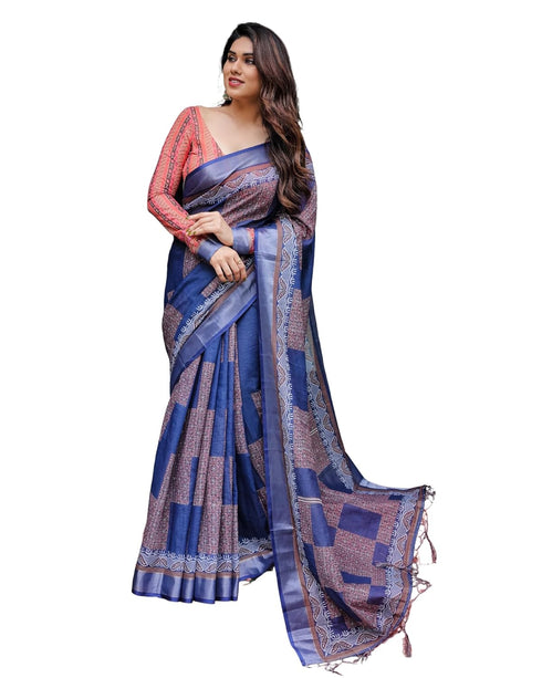 Vasthrlay Turquoise Floral Embroidered Saree
