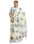 Vasthrlay Womens Printed Unstitched Off White Saree