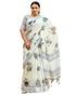 Vasthrlay Womens Printed Cream Saree With Unstitched Blouse Piece