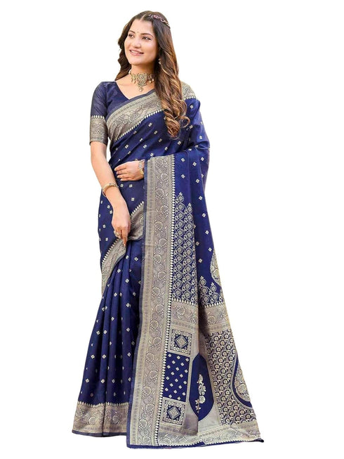 Vasthrlay Jacquard Blue Saree