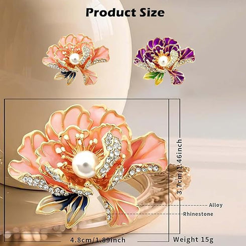 Aeenioy Brooch Pin for Women | Elegant Peony Flower