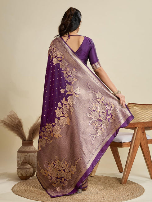Vasthrlay Kanjivaram Wedding Banarasi Weaving Wine Pink