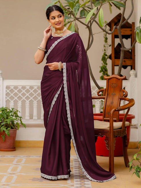 Vasthrlay Sequins Embroidery Black Saree