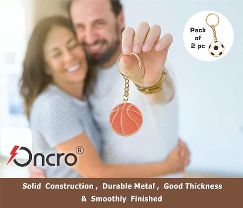 Oncro Football Basketball Sports Charm Key Ring Keychain