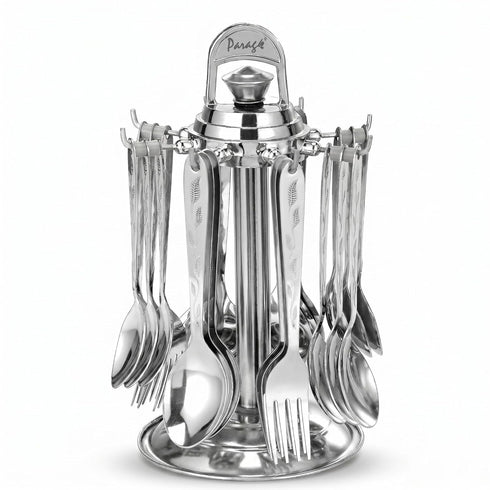 Parage 24 Pieces Lily Cutlery Set Stainless Steel With Stand