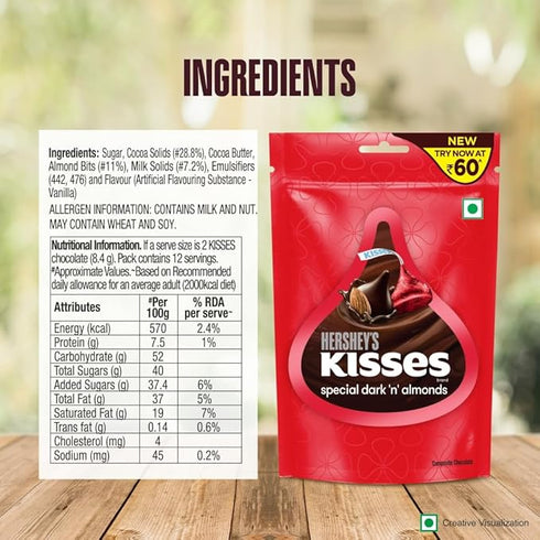 Hershey's Kisses Special Dark N Almonds Dark Chocolate Pack