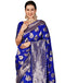 Vasthrlay Womens Jacquard Dark Blue | Gold Saree With Unstitched Blouse Piece