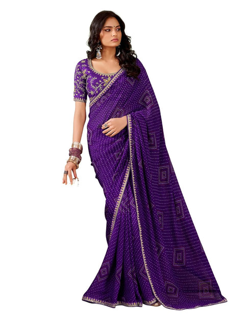 Vasthrlay Georgette Embroidery Unstitched Dark Green Saree