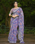 Vasthrlay Chanderi Printed Unstitched Blue Saree