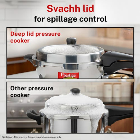Prestige 4 Litre Stainless Steel Deluxe Alpha Svachh Outer Lid Senior Pressure Pan 4 L