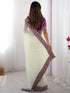 Vasthrlay Shimmer Embroidery Unstitched Off White Saree