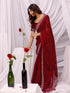 Vasthrlay Womens Chiffon Maroon Saree With Unstitched Blouse Piece