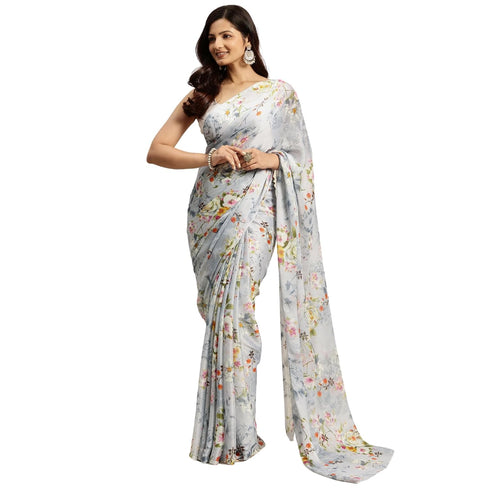 Vasthrlay Chiffon Printed Pink Saree